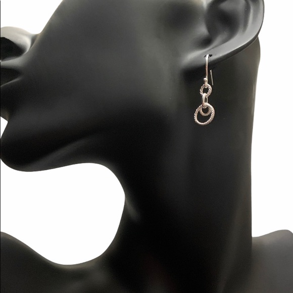 Sterling Silver Dangling Circular Rope Earrings - Picture 6 of 6
